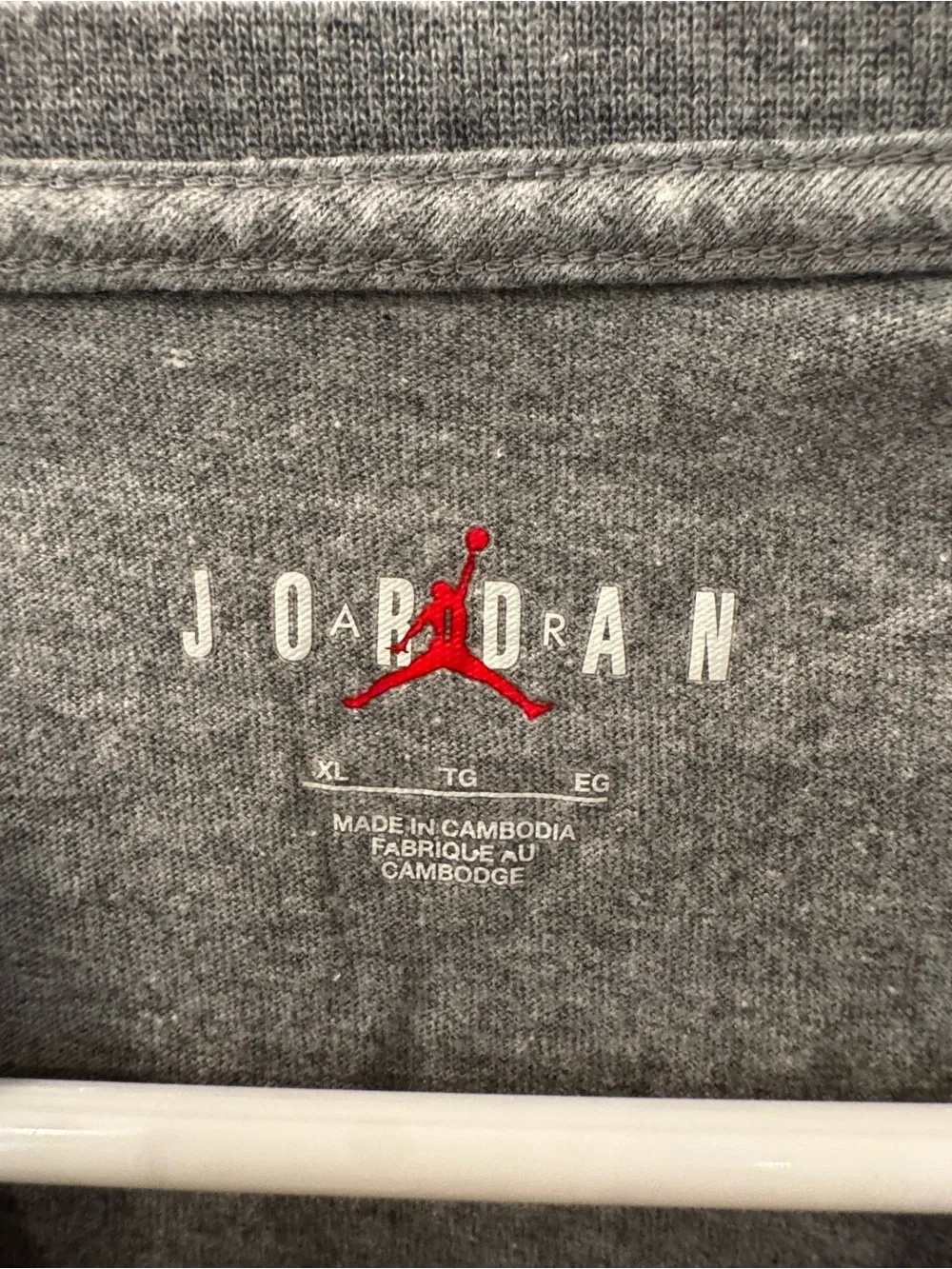 Jordan Grey Tee with Red Jumpman Logo